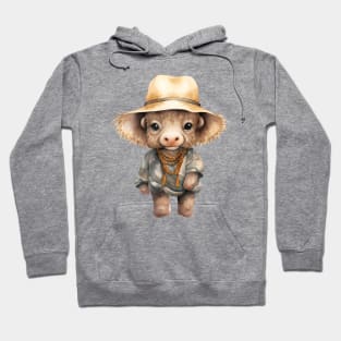 African Cape Buffalo in Straw Hat Hoodie